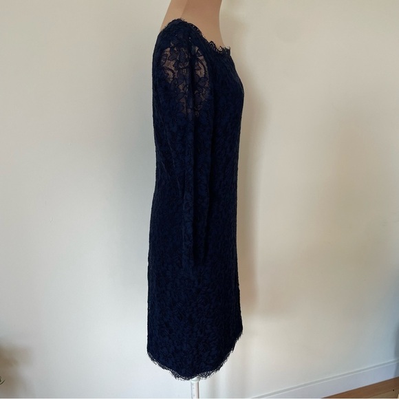 Diane Von Furstenberg Zarita Midnight Navy Blue Stretch Lace Shift Dress NWT 8 - Picture 8 of 12